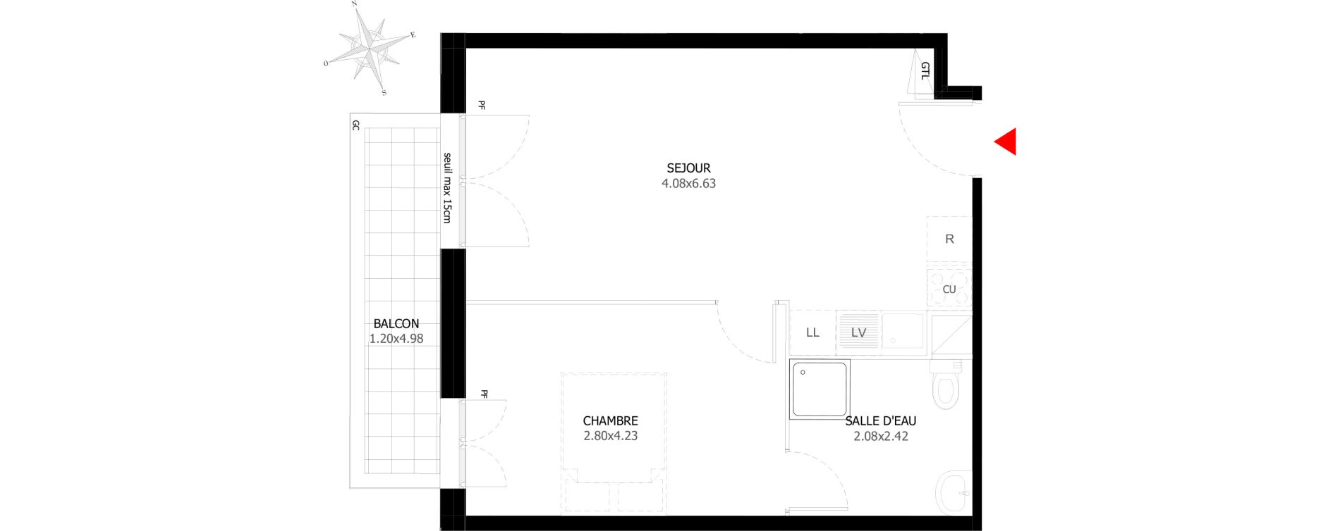 Appartement T2 de 40,21 m2 &agrave; Sevran Centre