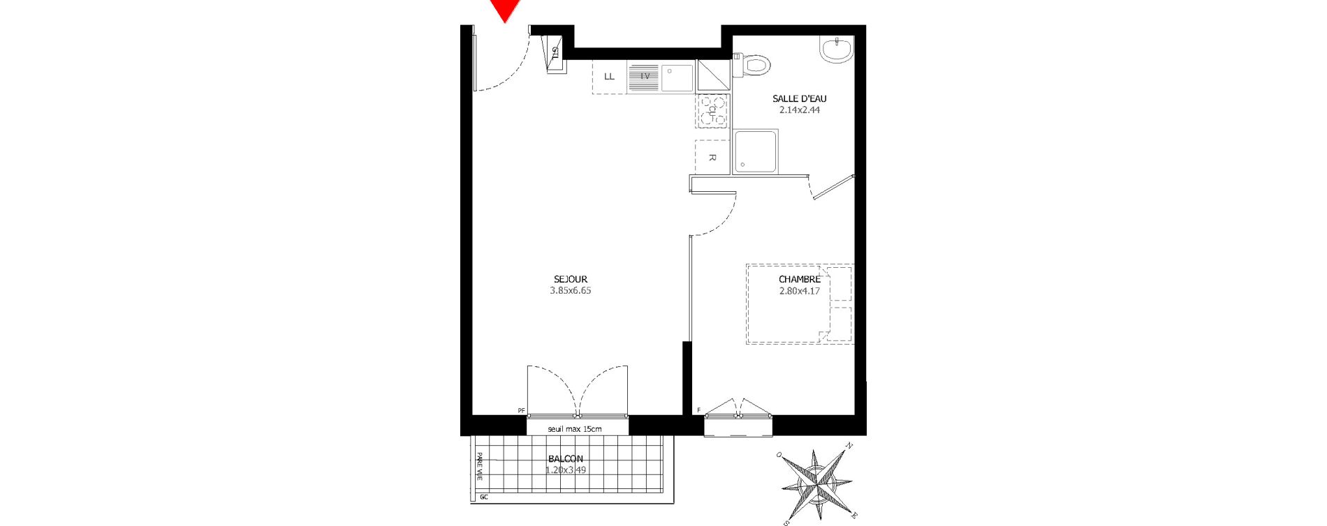 Appartement T2 de 42,18 m2 &agrave; Sevran Centre