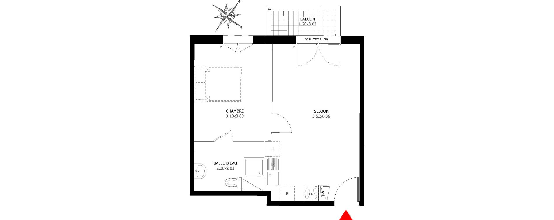 Appartement T2 de 40,02 m2 &agrave; Sevran Centre