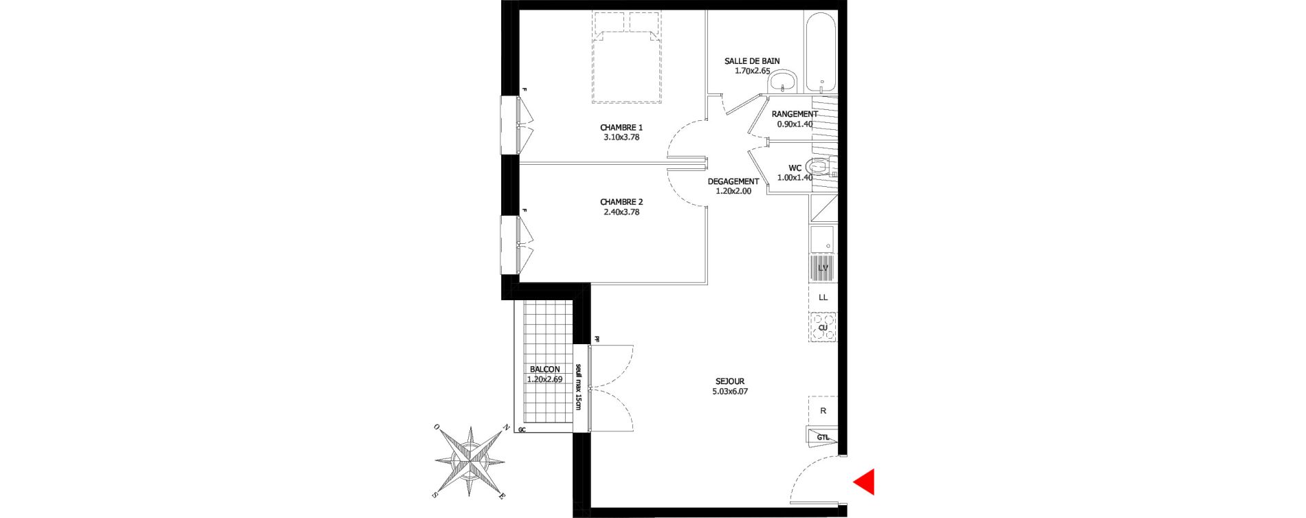 Appartement T3 de 57,46 m2 &agrave; Sevran Centre