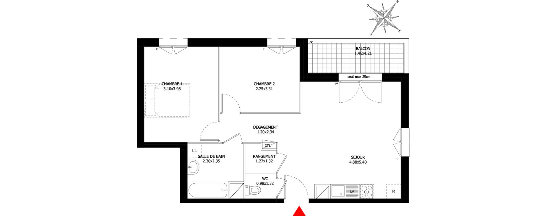 Appartement T3 de 55,63 m2 &agrave; Sevran Centre
