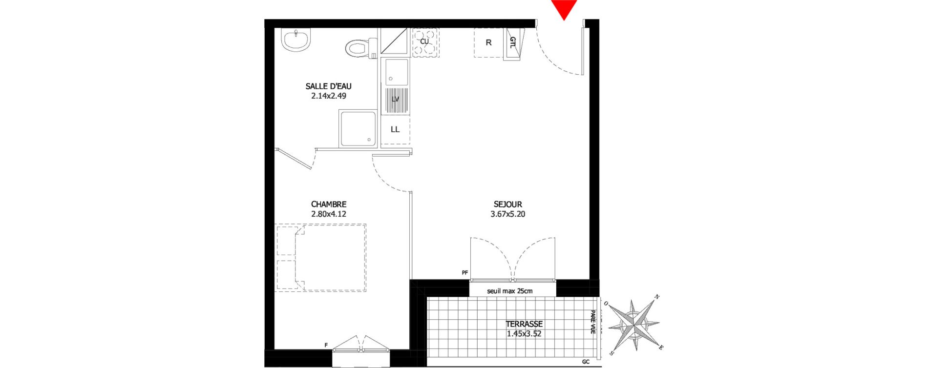 Appartement T2 de 36,98 m2 &agrave; Sevran Centre