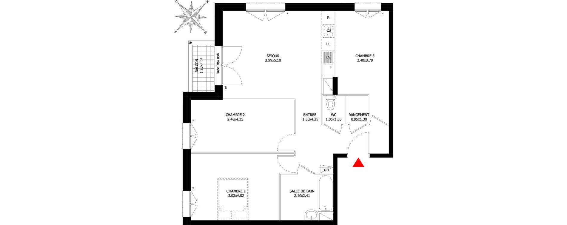 Appartement T4 de 69,85 m2 &agrave; Sevran Centre