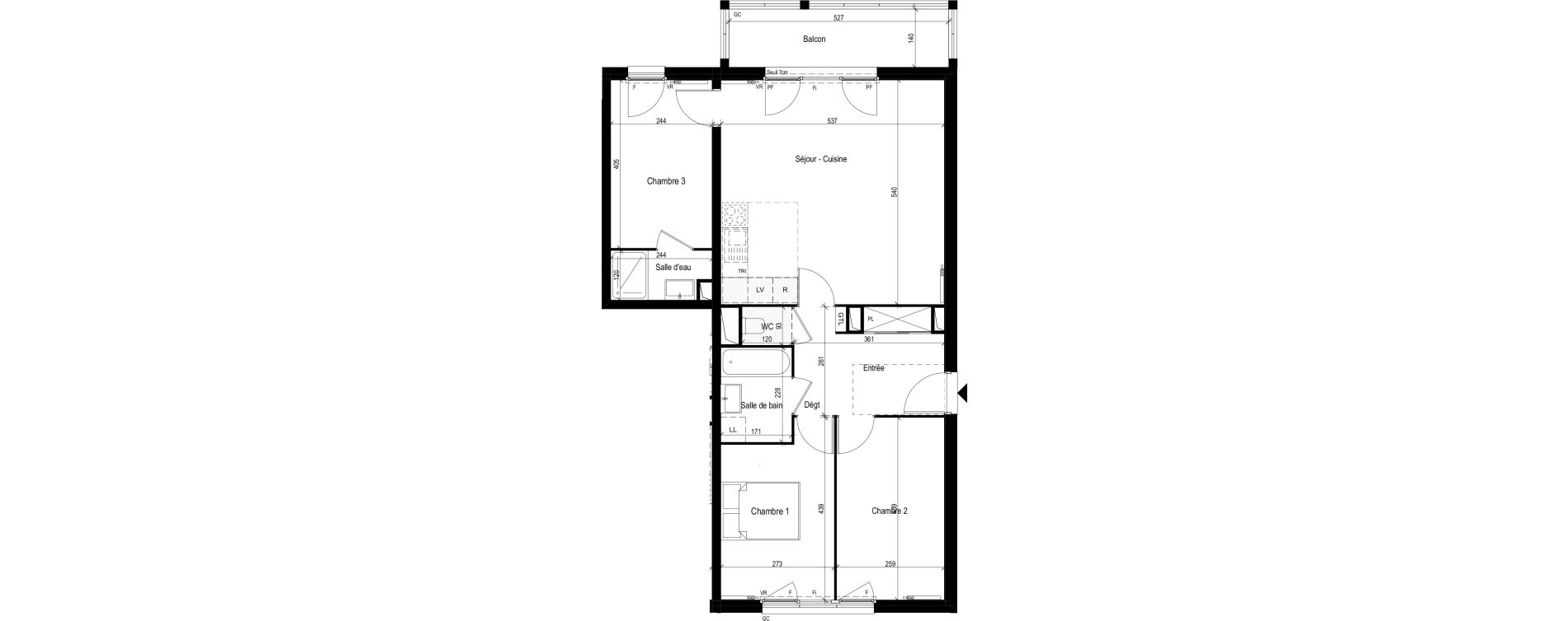 Appartement T4 de 77,62 m2 &agrave; Stains Les tartres - clos saint lazare