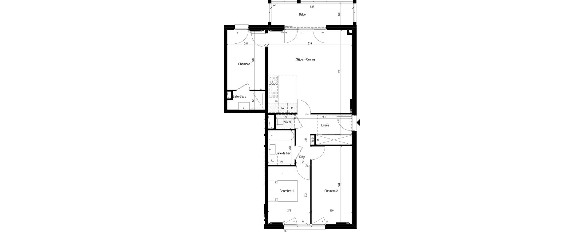 Appartement T4 de 77,52 m2 &agrave; Stains Les tartres - clos saint lazare