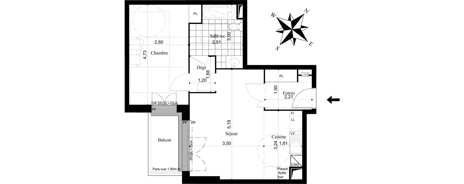 Appartement T2 de 47,75 m2 &agrave; Stains Centre