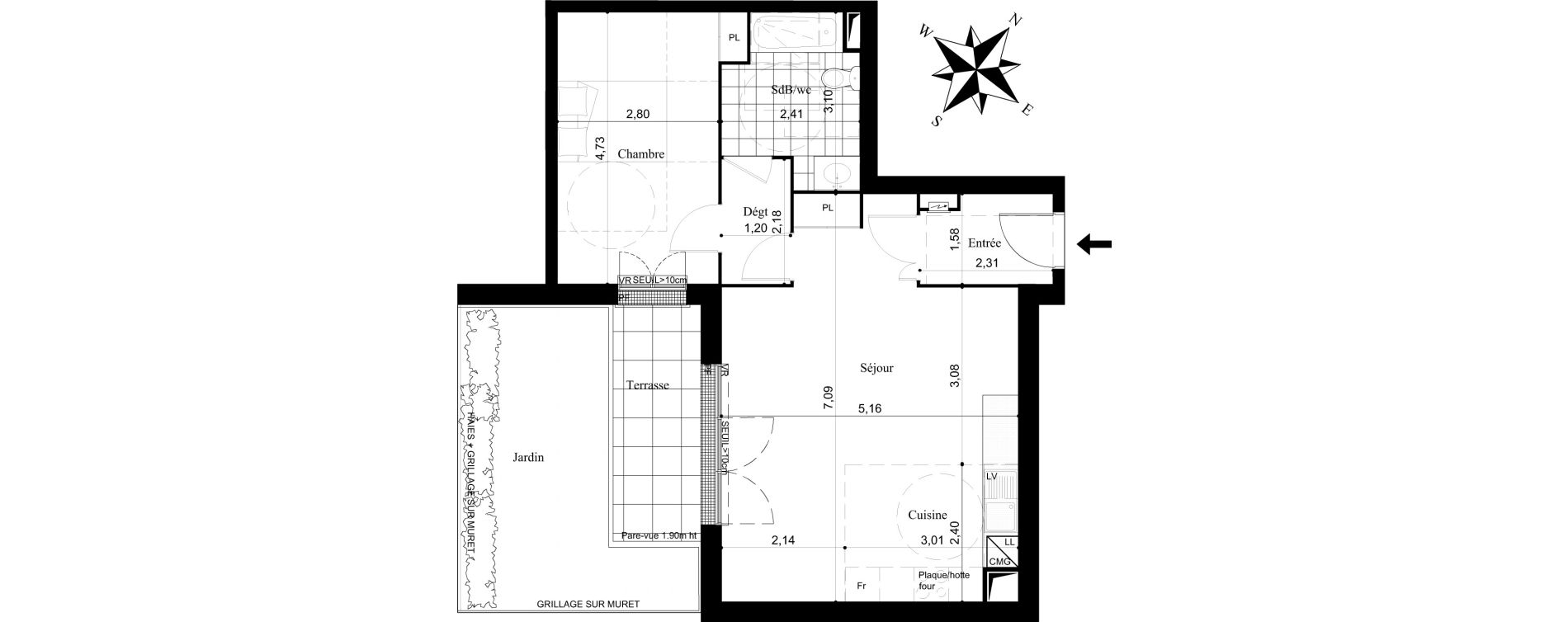 Appartement T2 de 56,95 m2 &agrave; Stains Centre