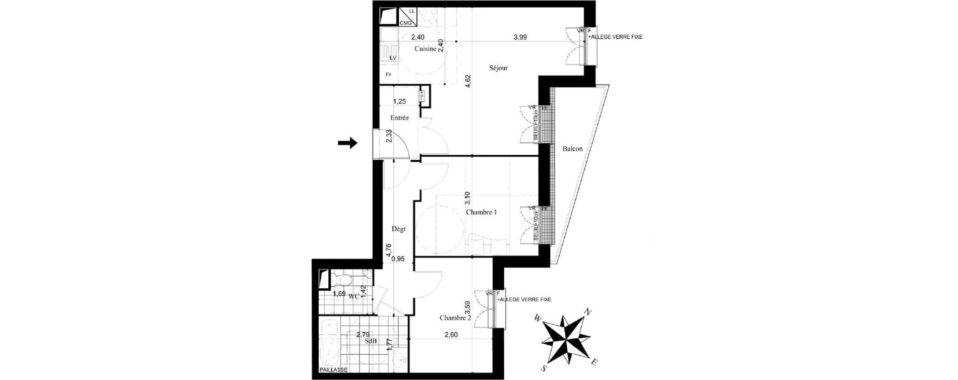 Appartement T3 de 58,30 m2 à Stains Centre