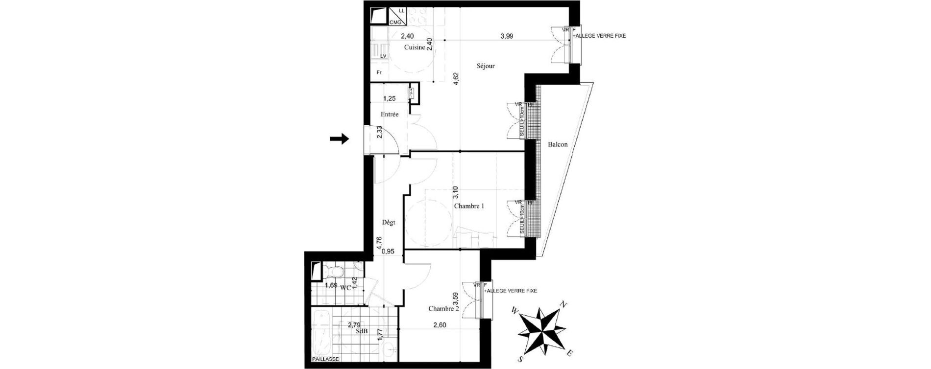Appartement T3 de 58,30 m2 à Stains Centre