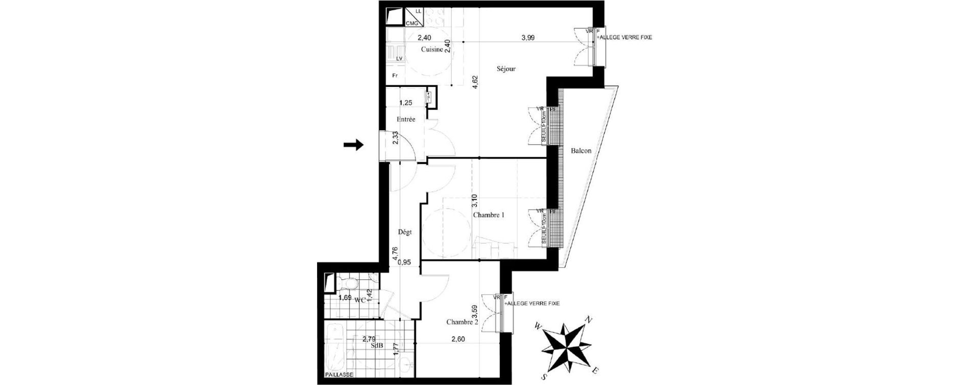 Appartement T3 de 58,30 m2 &agrave; Stains Centre