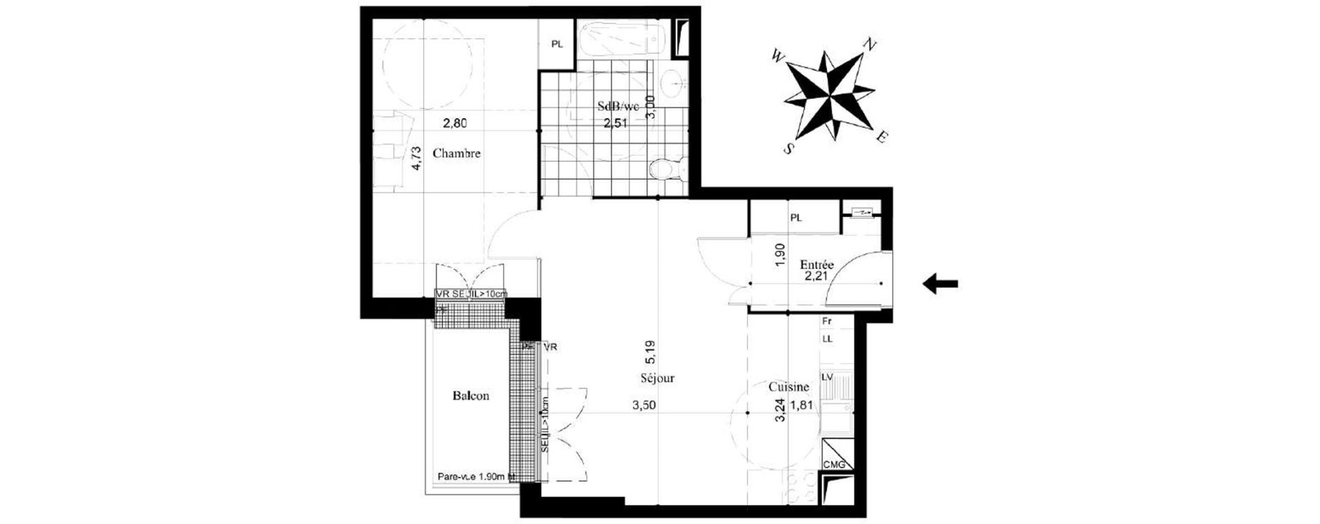 Appartement T2 de 47,90 m2 &agrave; Stains Centre