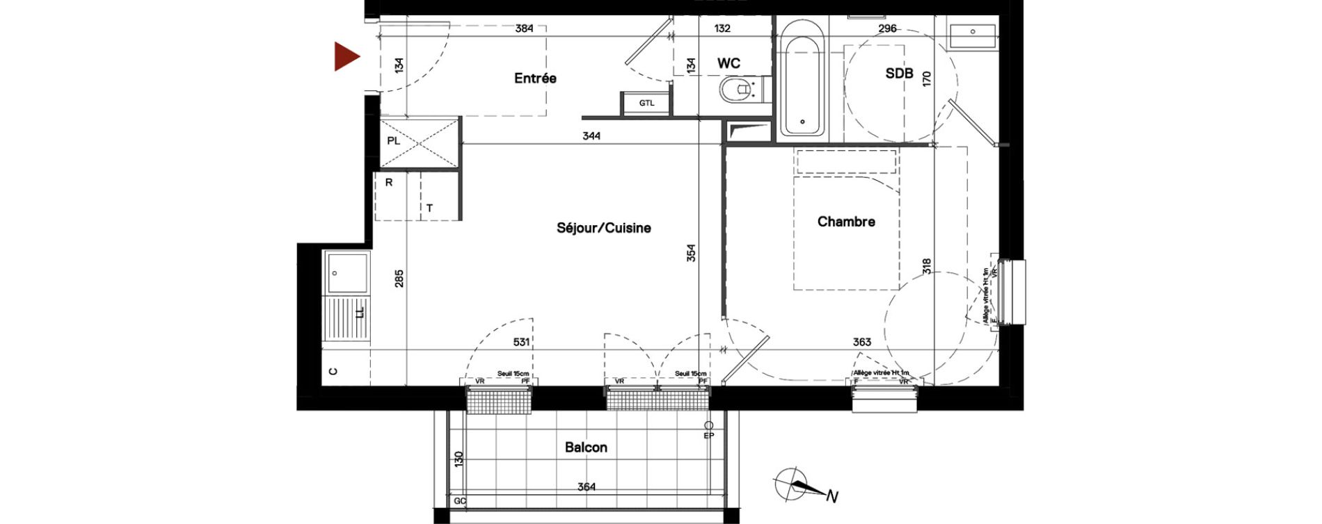 Appartement T2 de 40,88 m2 &agrave; Stains Centre