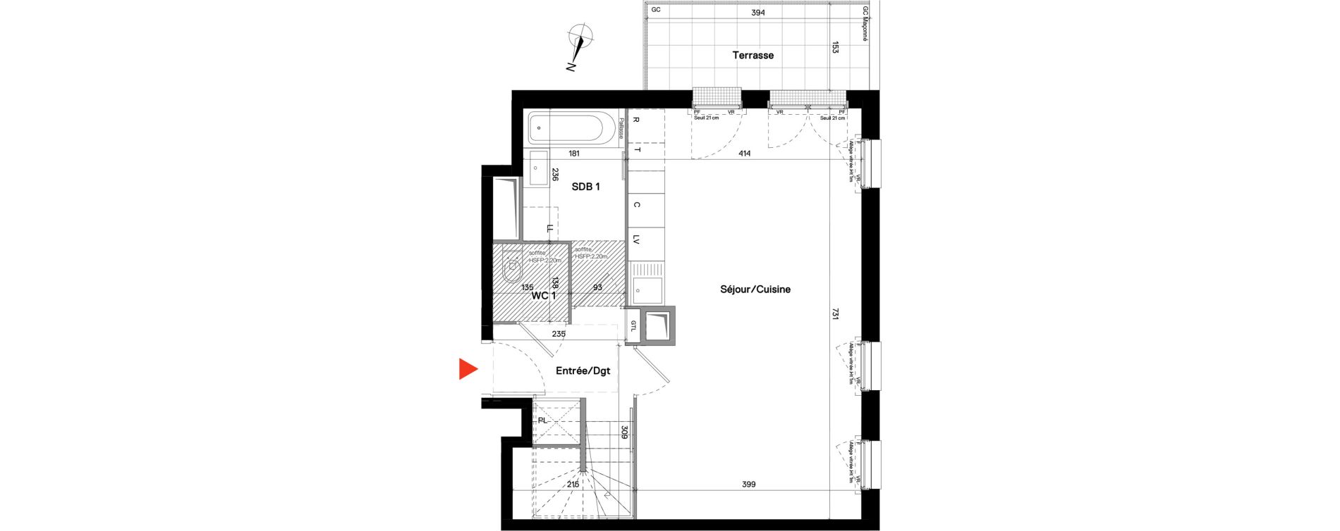 Duplex T5 de 103,22 m2 à Stains Centre