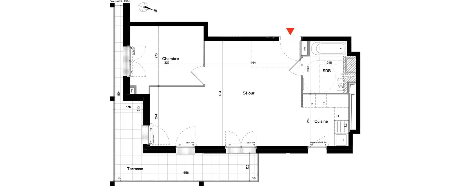 Appartement T2 de 48,06 m2 &agrave; Stains Centre