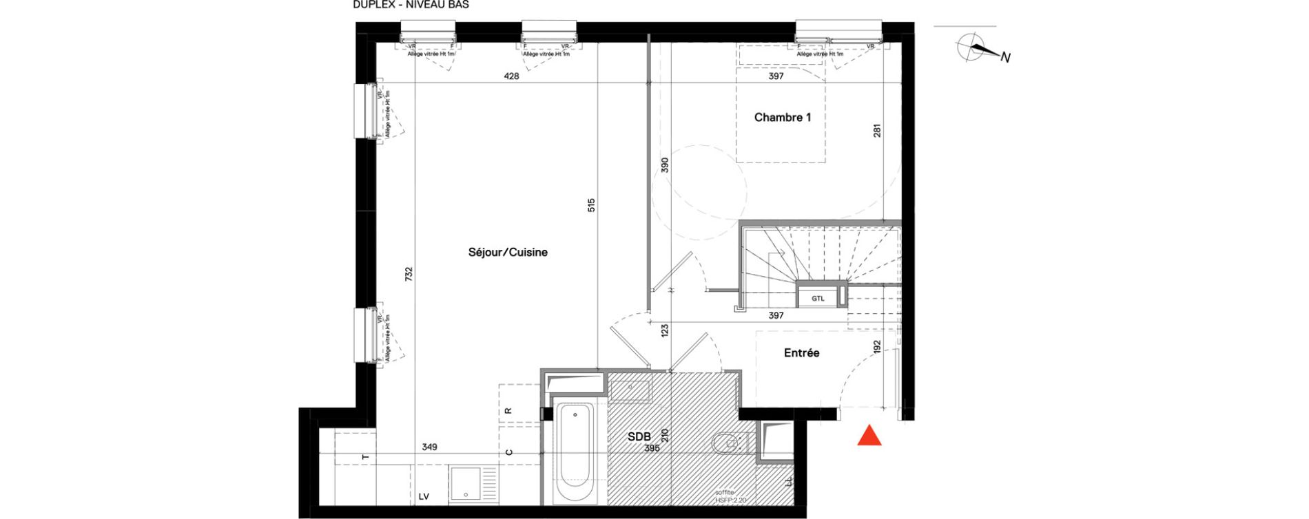 Duplex T4 de 85,10 m2 &agrave; Stains Centre