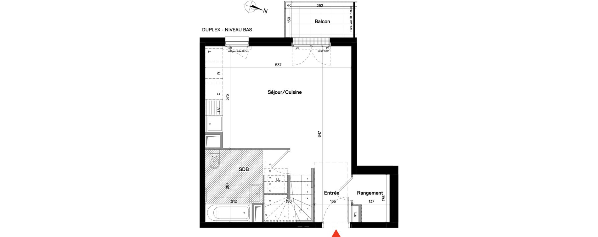 Duplex T3 de 66,06 m2 &agrave; Stains Centre