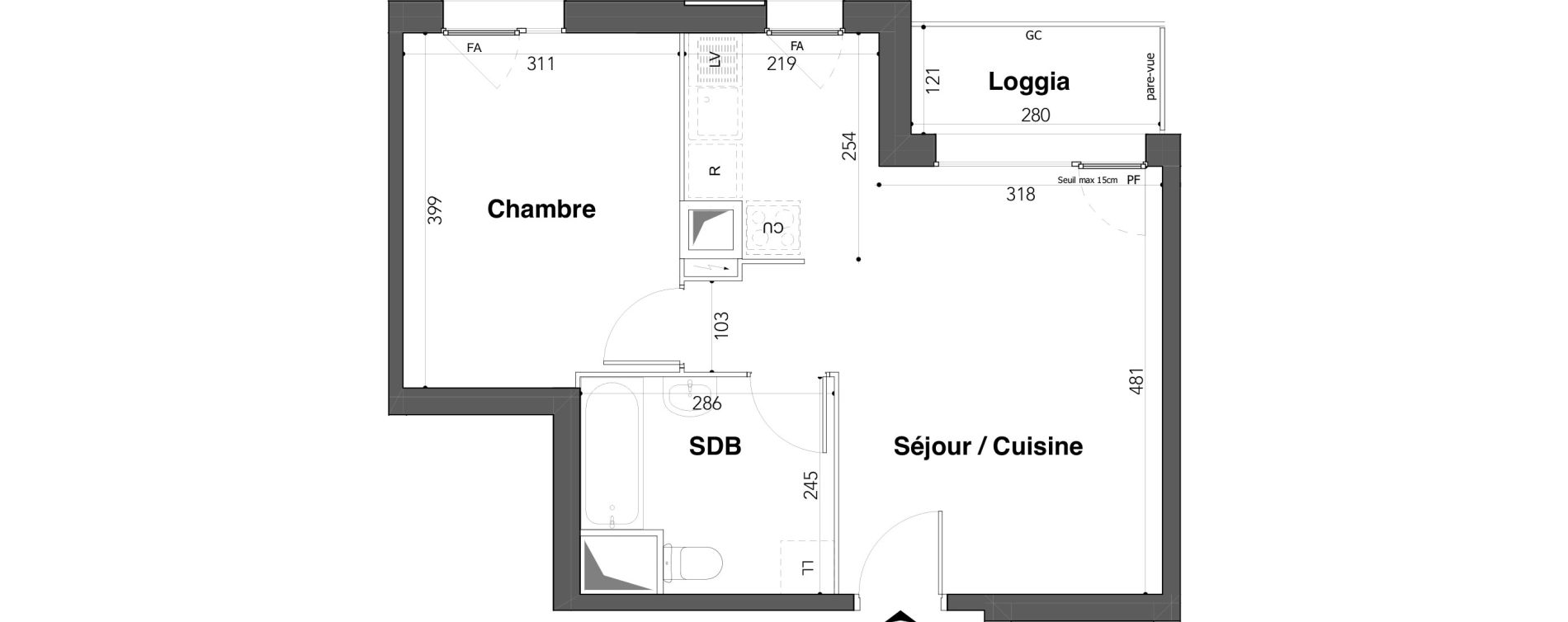 Appartement T2 de 42,69 m2 &agrave; Stains Avenir