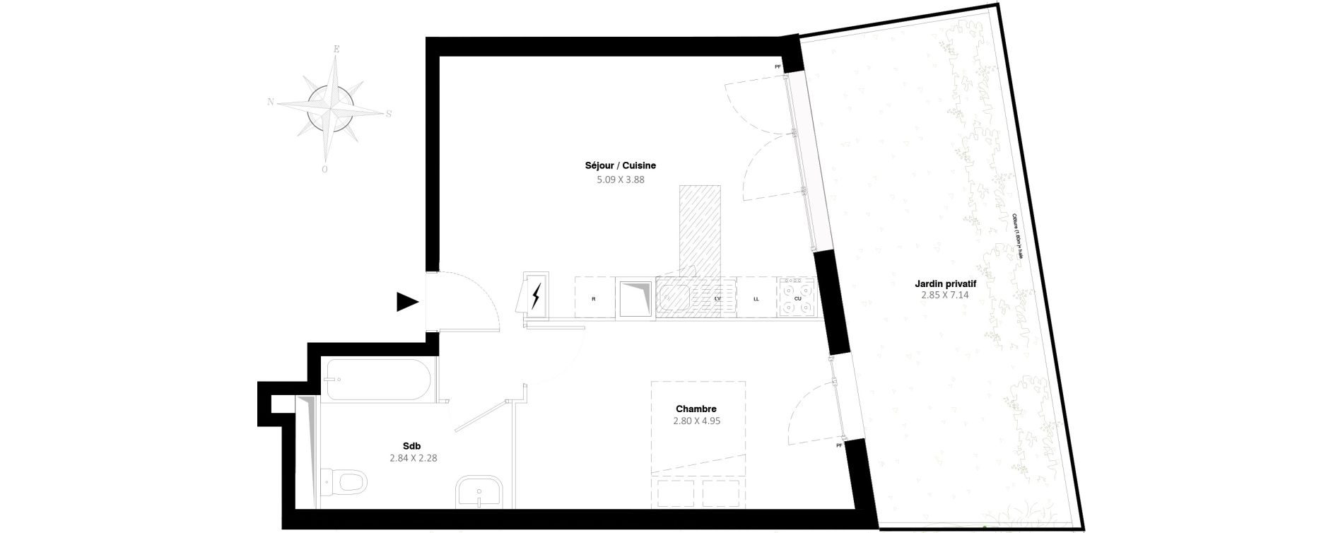 Appartement T2 de 40,89 m2 &agrave; Stains Moulin neuf