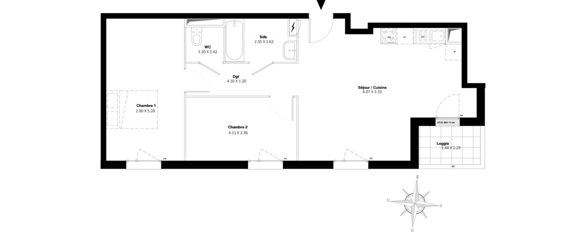 Appartement T3 de 63,35 m2 &agrave; Stains Moulin neuf
