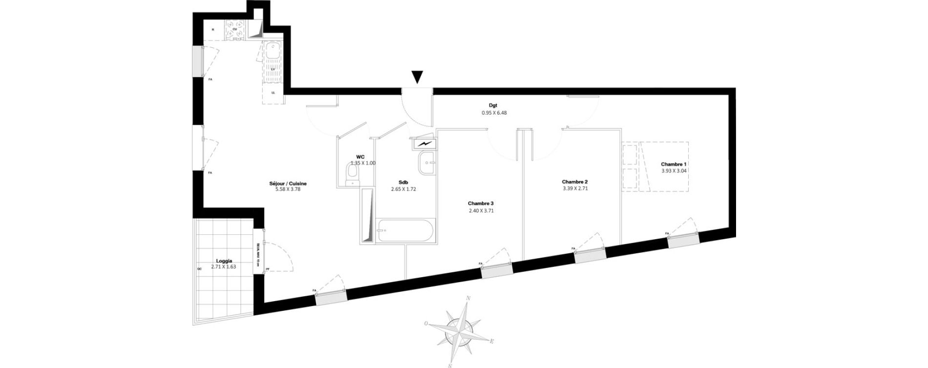 Appartement T4 de 71,11 m2 &agrave; Stains Moulin neuf