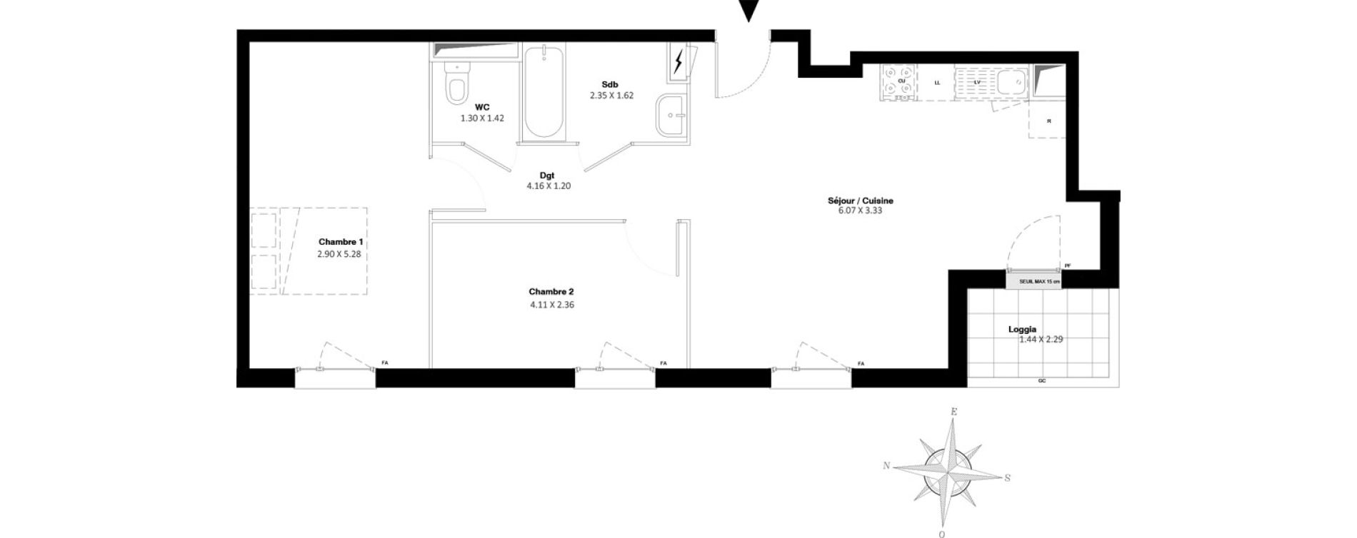Appartement T3 de 63,35 m2 &agrave; Stains Moulin neuf