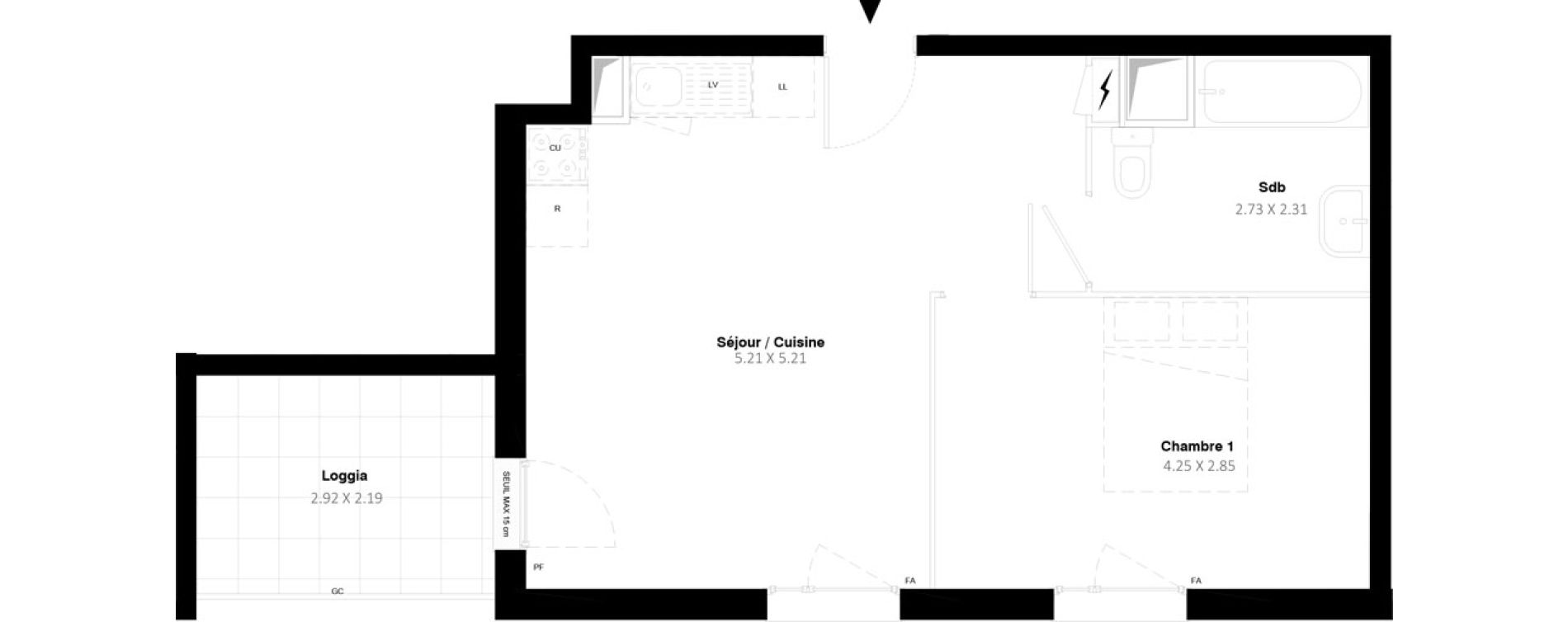 Appartement T2 de 41,10 m2 &agrave; Stains Moulin neuf