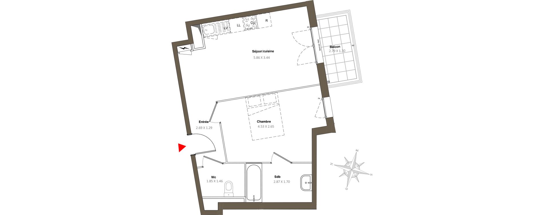 Appartement T2 de 42,18 m2 &agrave; Stains Moulin neuf