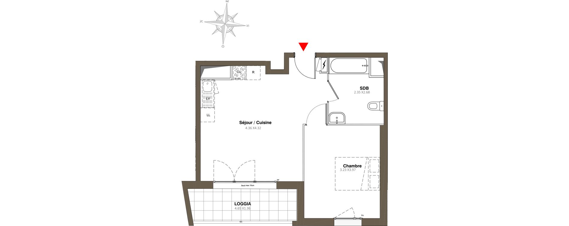 Appartement T2 de 42,10 m2 &agrave; Stains Moulin neuf