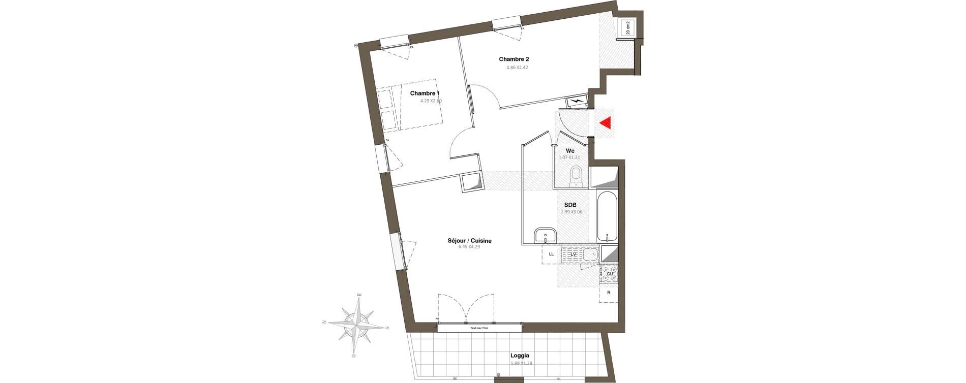 Appartement T3 de 60,51 m2 &agrave; Stains Moulin neuf