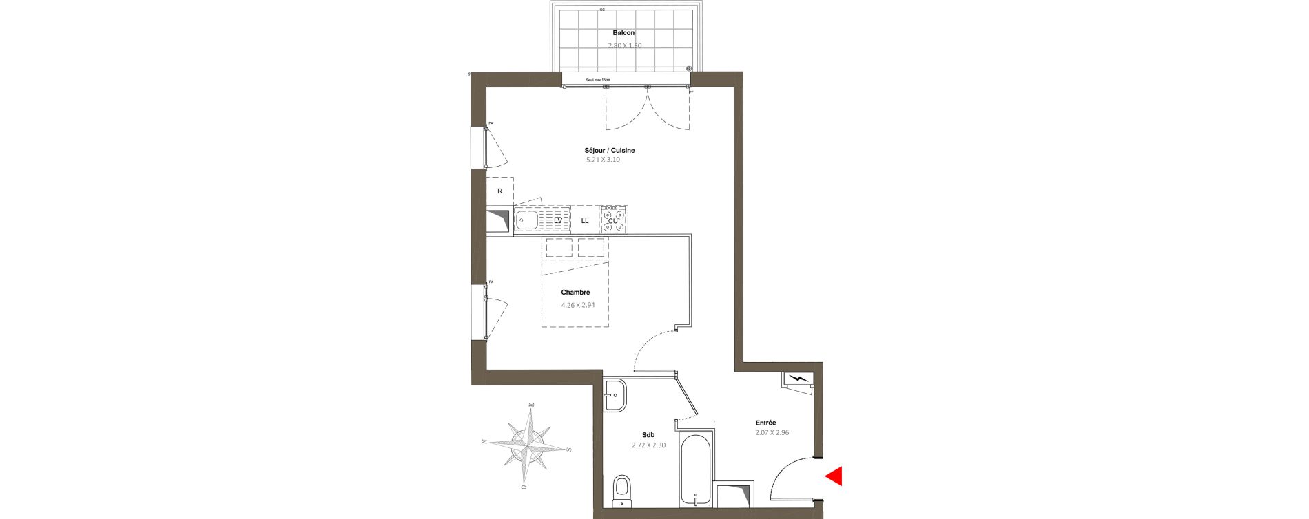 Appartement T2 de 42,49 m2 &agrave; Stains Moulin neuf