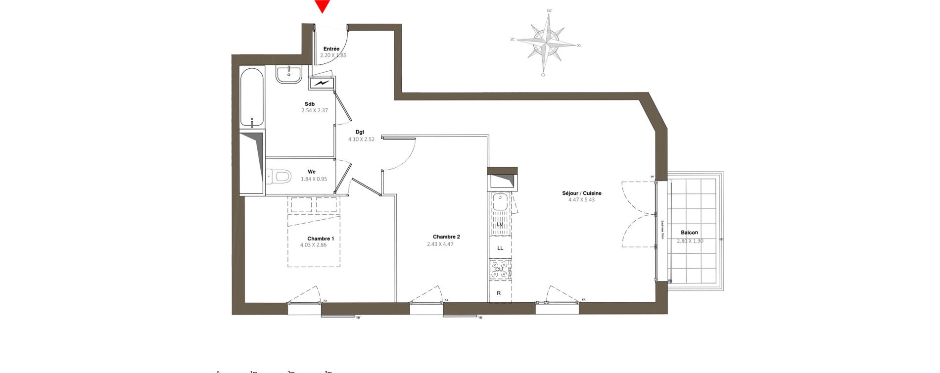 Appartement T3 de 62,98 m2 &agrave; Stains Moulin neuf