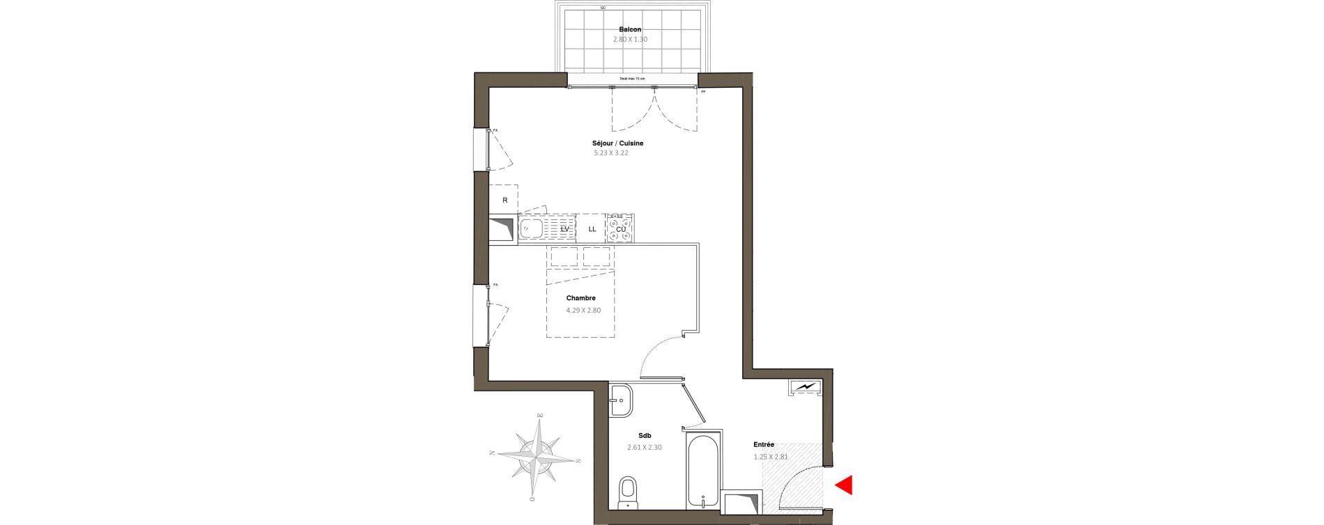 Appartement T2 de 42,21 m2 &agrave; Stains Moulin neuf
