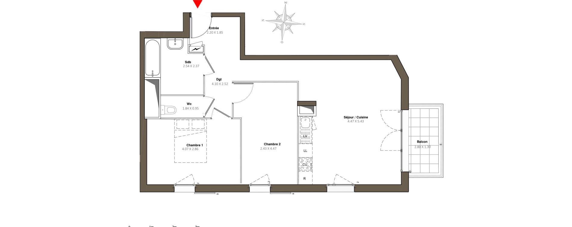 Appartement T3 de 63,08 m2 &agrave; Stains Moulin neuf