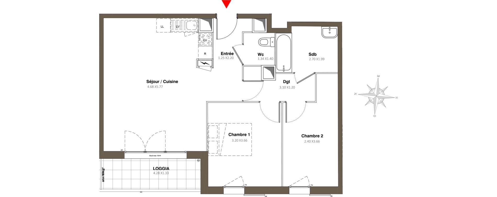Appartement T3 de 63,06 m2 &agrave; Stains Moulin neuf