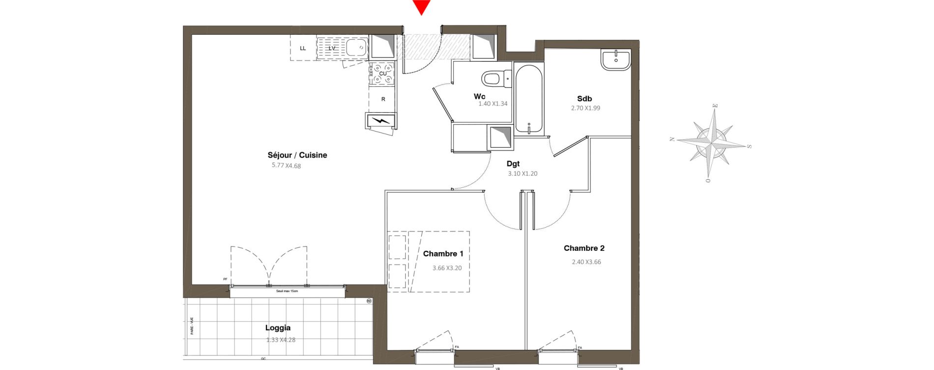 Appartement T3 de 63,07 m2 &agrave; Stains Moulin neuf