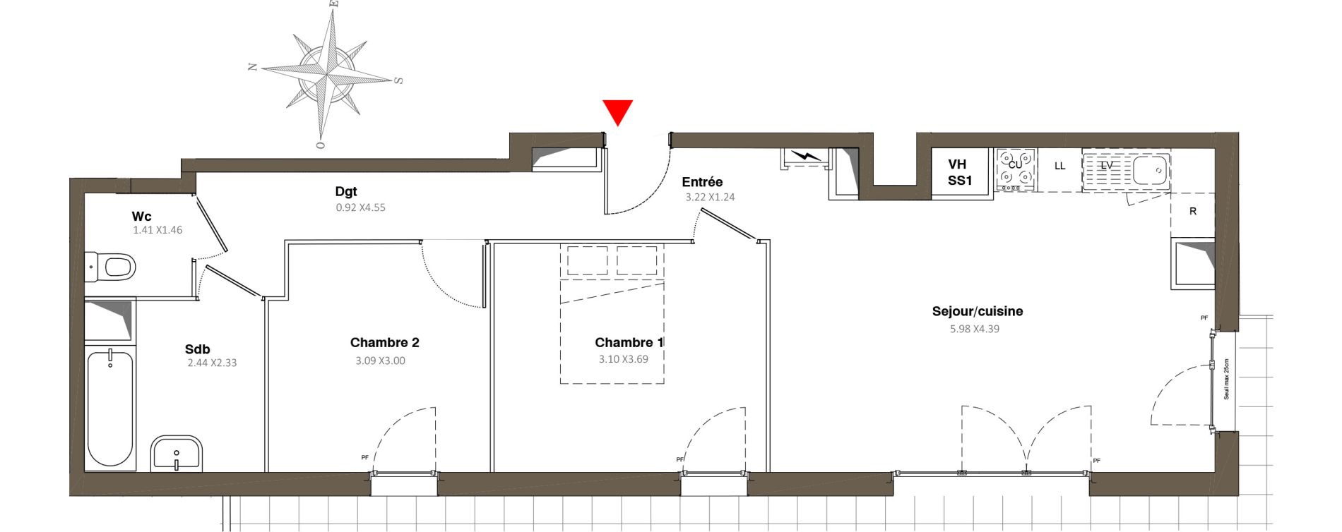 Appartement T3 de 60,91 m2 &agrave; Stains Moulin neuf