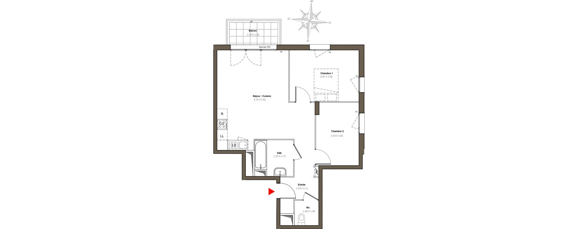 Appartement T3 de 59,78 m2 &agrave; Stains Moulin neuf