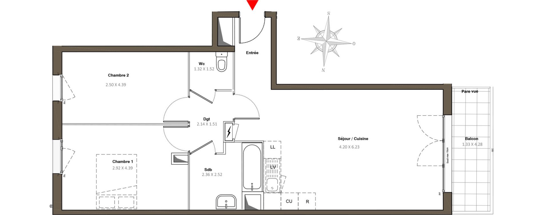 Appartement T3 de 64,73 m2 &agrave; Stains Moulin neuf