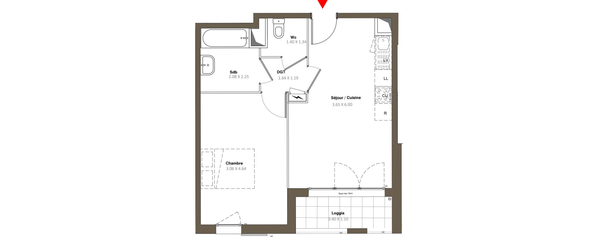 Appartement T2 de 42,02 m2 &agrave; Stains Moulin neuf