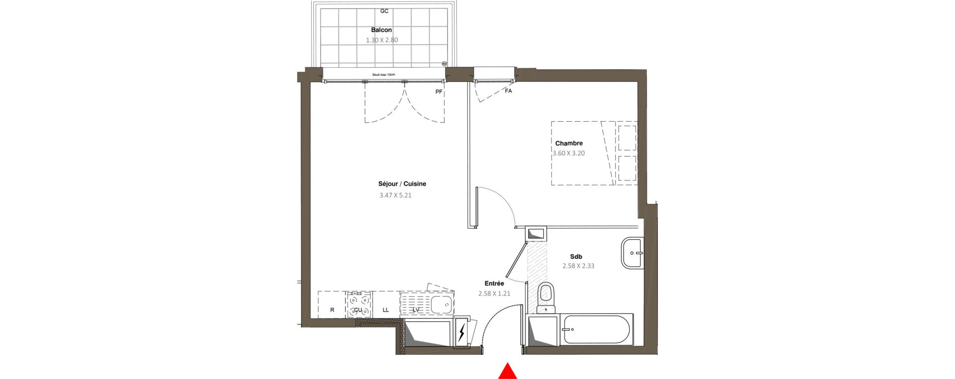 Appartement T2 de 39,12 m2 &agrave; Stains Moulin neuf