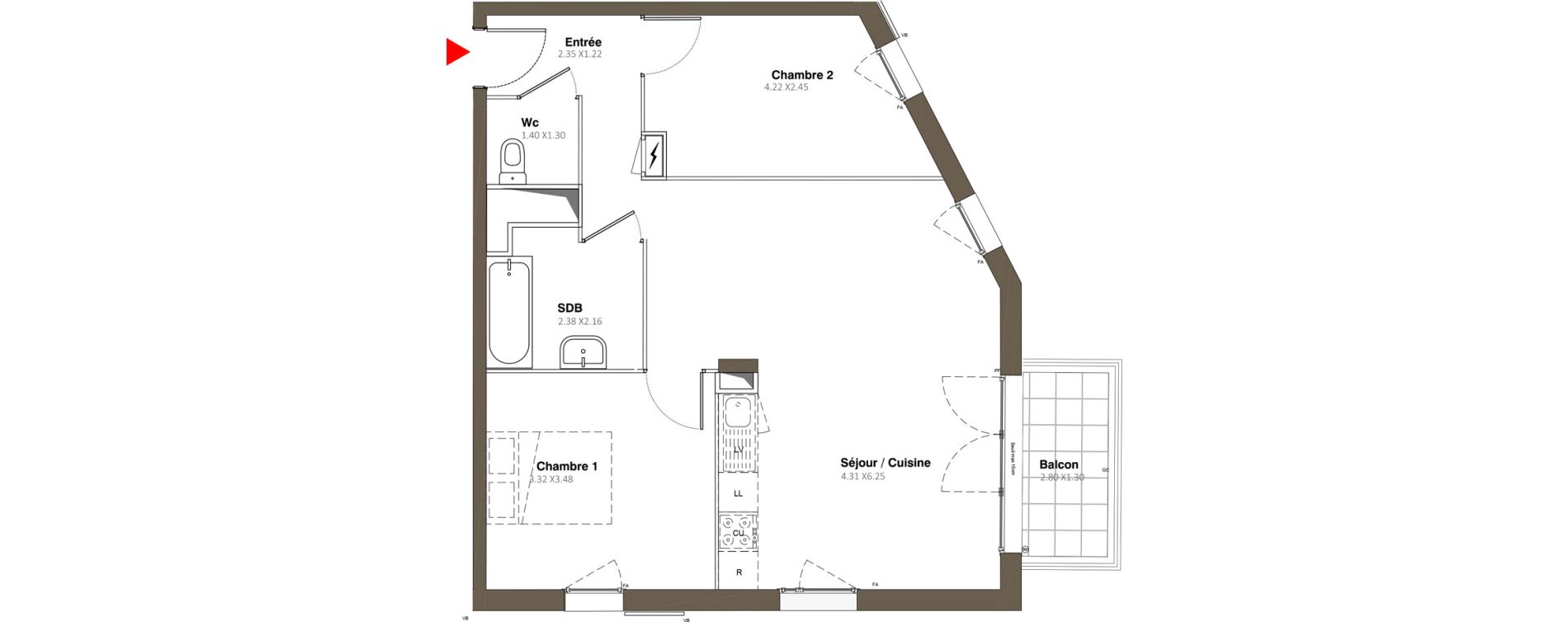 Appartement T3 de 61,04 m2 &agrave; Stains Moulin neuf