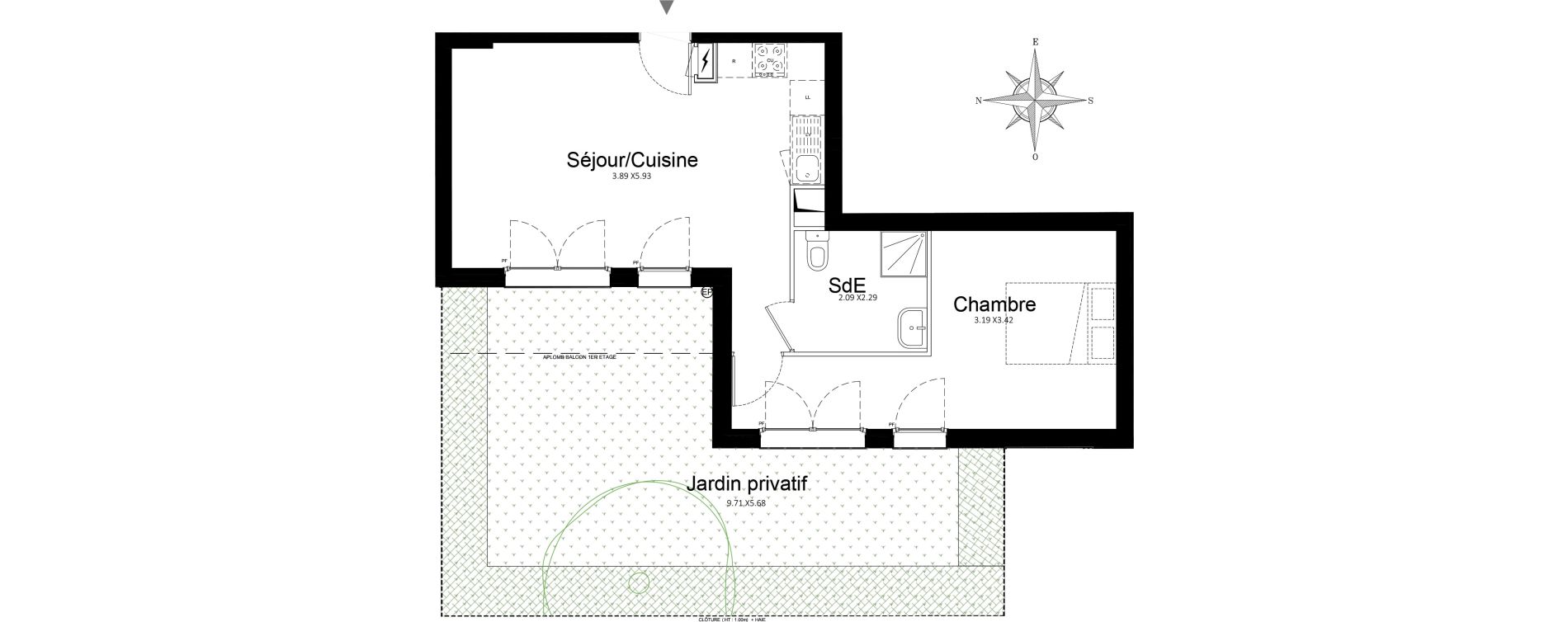 Appartement T2 de 45,27 m2 &agrave; Stains Courtille - saussaie - flor&eacute;al