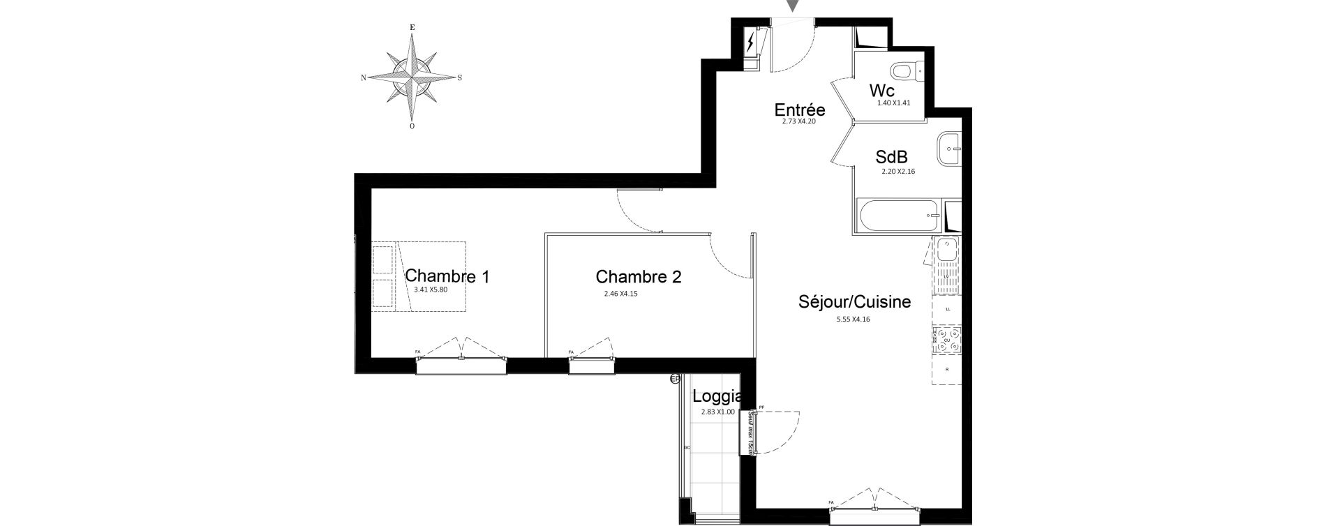 Appartement T3 de 65,05 m2 &agrave; Stains Courtille - saussaie - flor&eacute;al