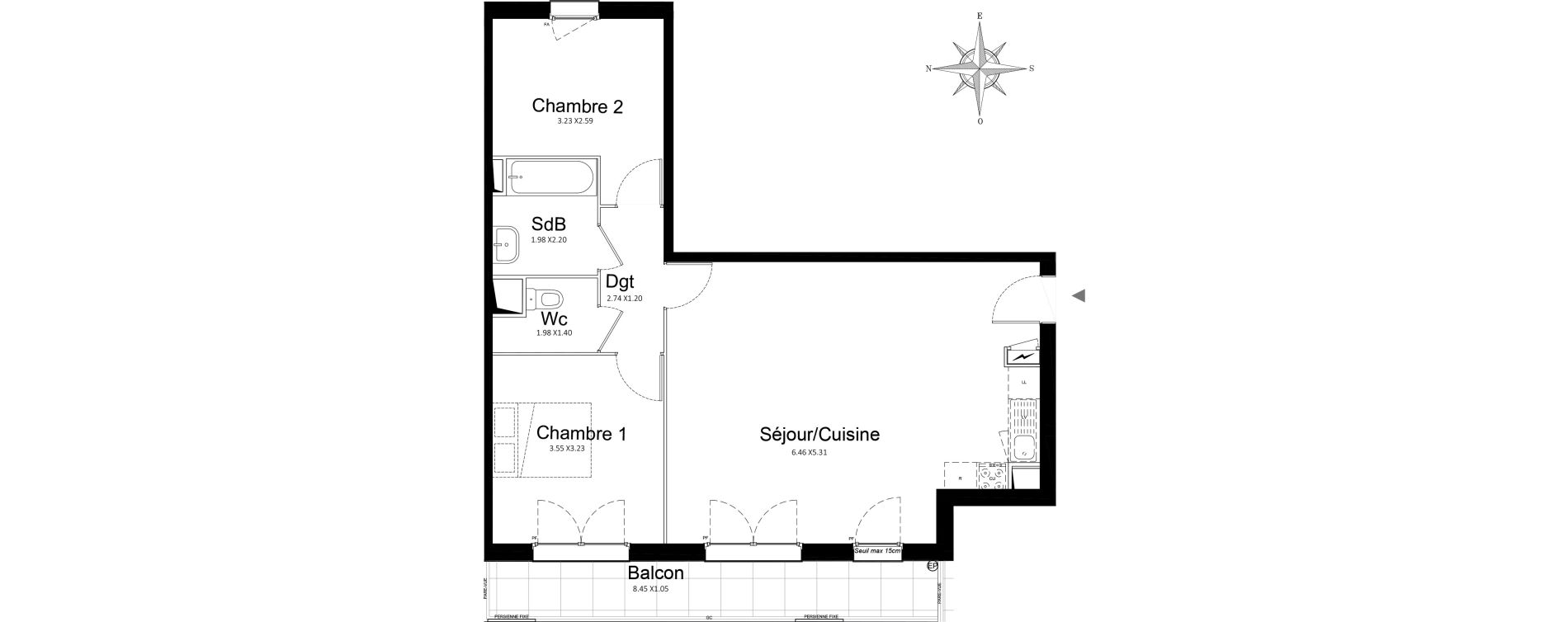 Appartement T3 de 65,67 m2 &agrave; Stains Courtille - saussaie - flor&eacute;al