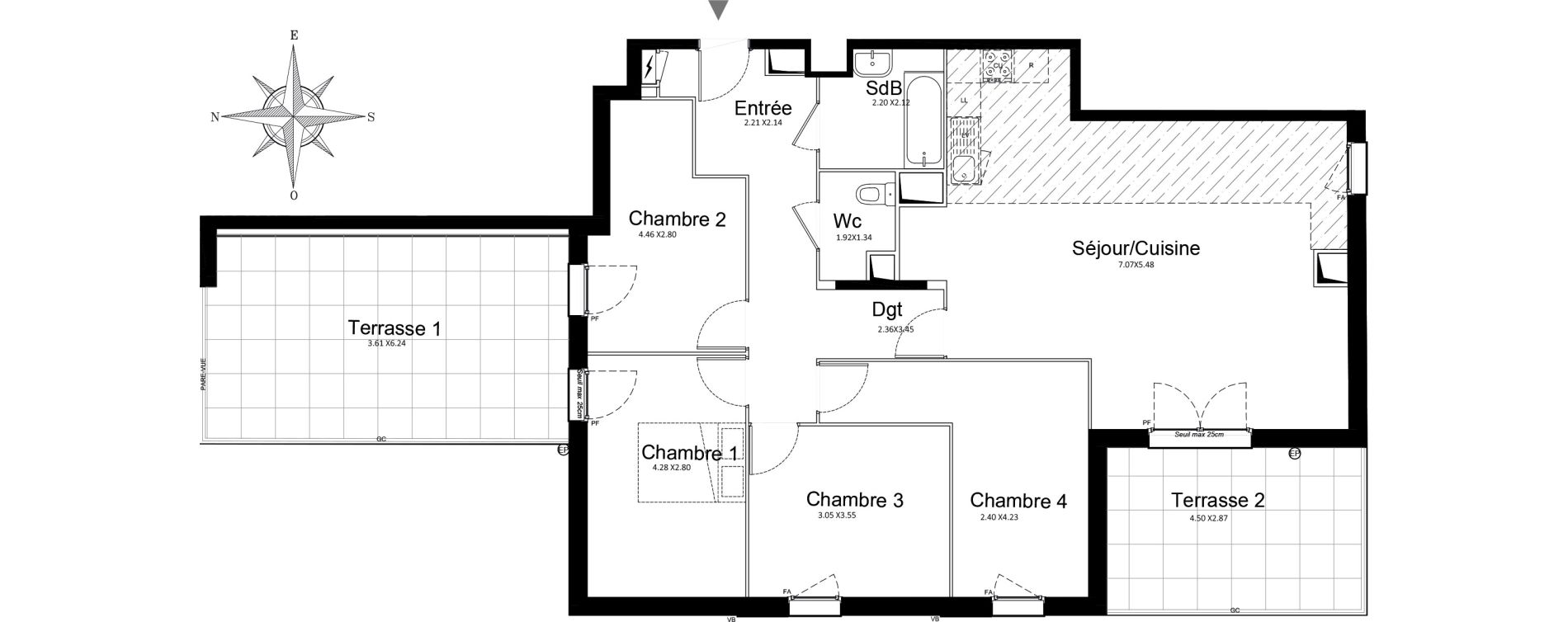 Appartement T5 de 103,99 m2 &agrave; Stains Courtille - saussaie - flor&eacute;al
