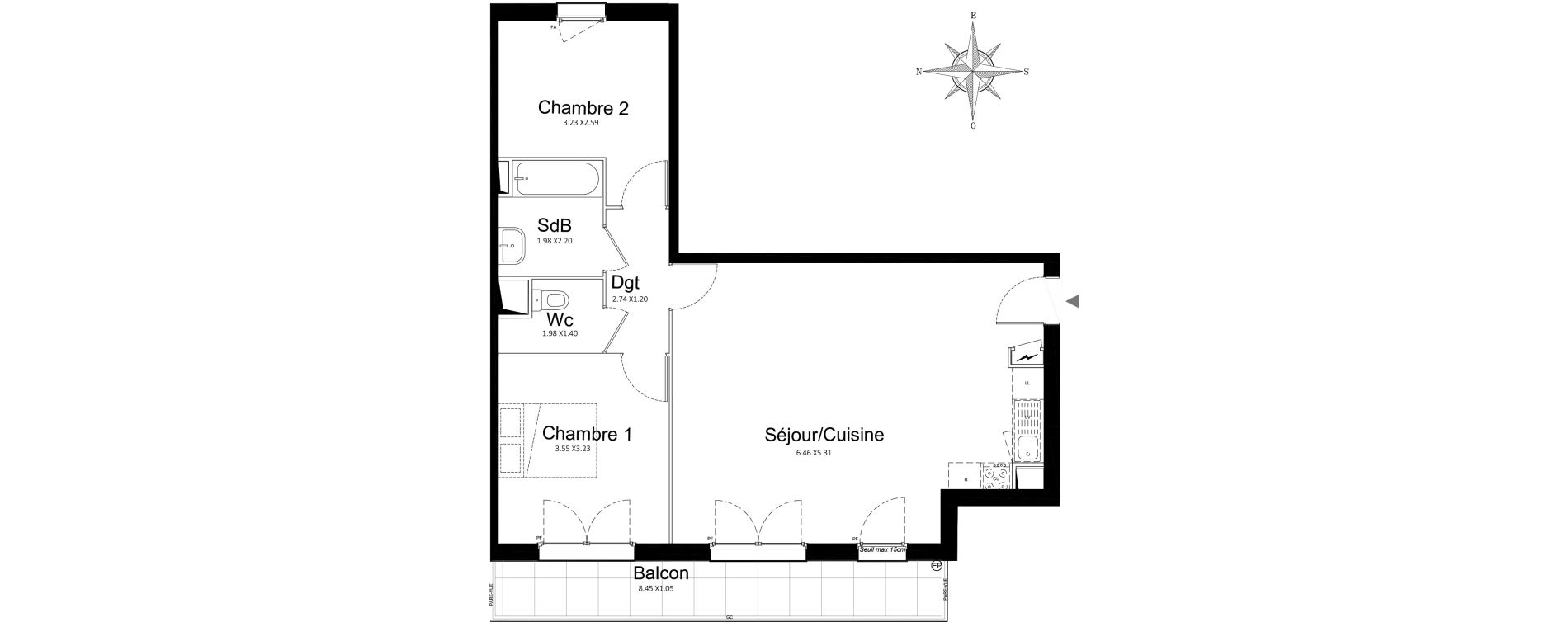 Appartement T3 de 65,67 m2 &agrave; Stains Courtille - saussaie - flor&eacute;al