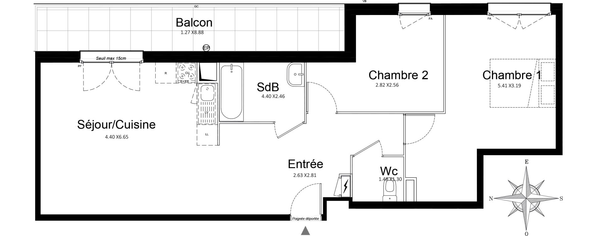 Appartement T3 de 65,71 m2 &agrave; Stains Courtille - saussaie - flor&eacute;al