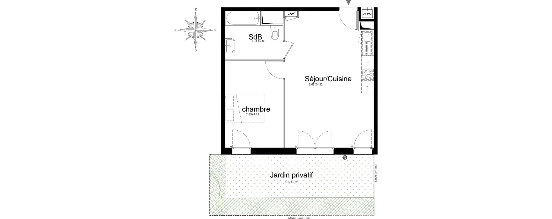 Appartement T2 de 45,77 m2 &agrave; Stains Courtille - saussaie - flor&eacute;al