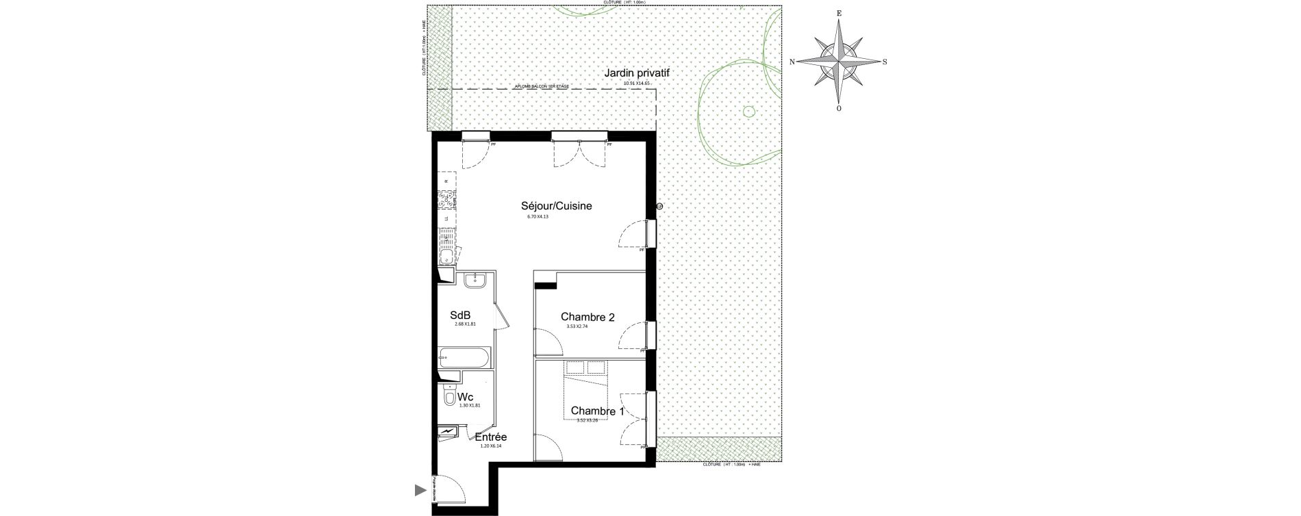 Appartement T3 de 67,96 m2 &agrave; Stains Courtille - saussaie - flor&eacute;al