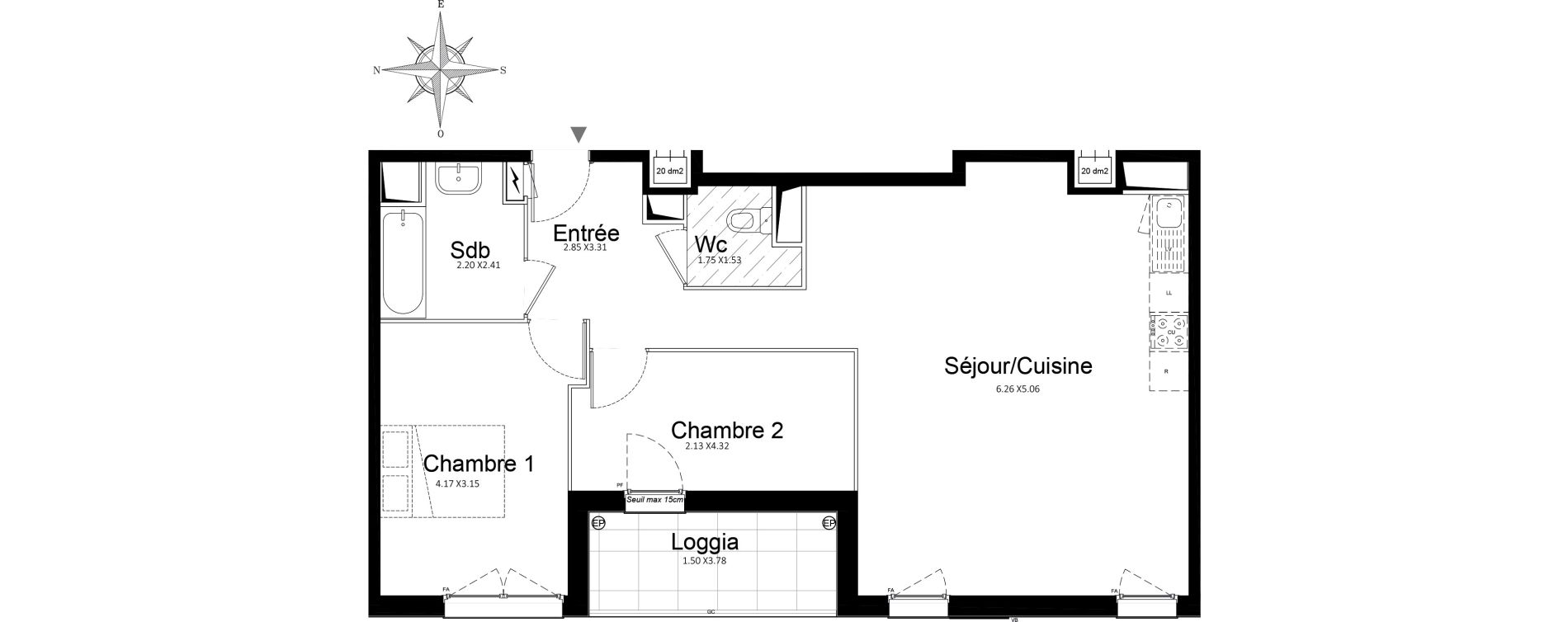 Appartement T3 de 69,50 m2 &agrave; Stains Courtille - saussaie - flor&eacute;al